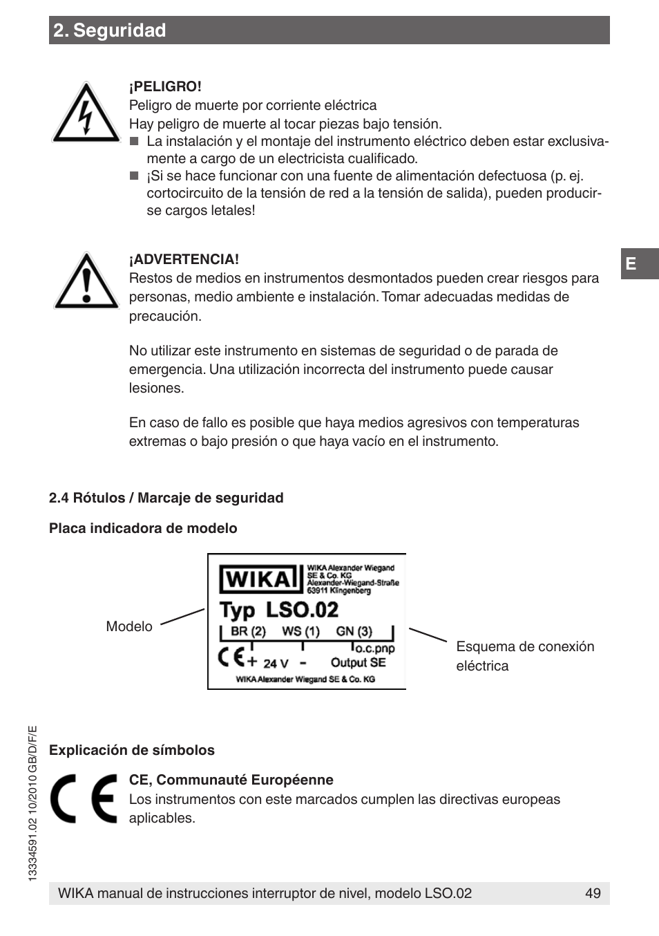 Seguridad | WIKA OLS-C20 User Manual | Page 49 / 60