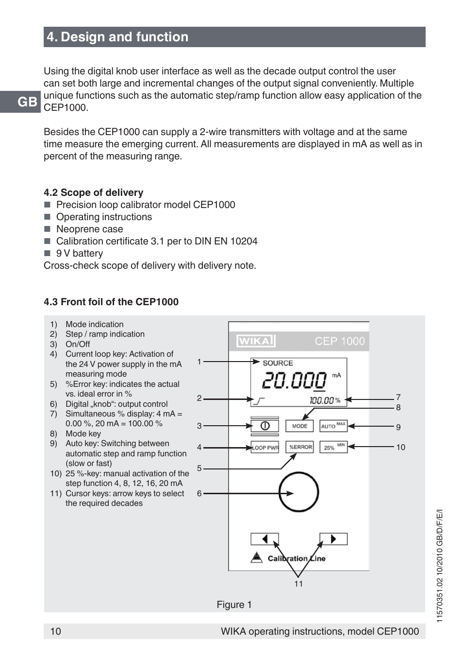 Gb 4. design and function | WIKA CEP1000 User Manual | Page 10 / 112