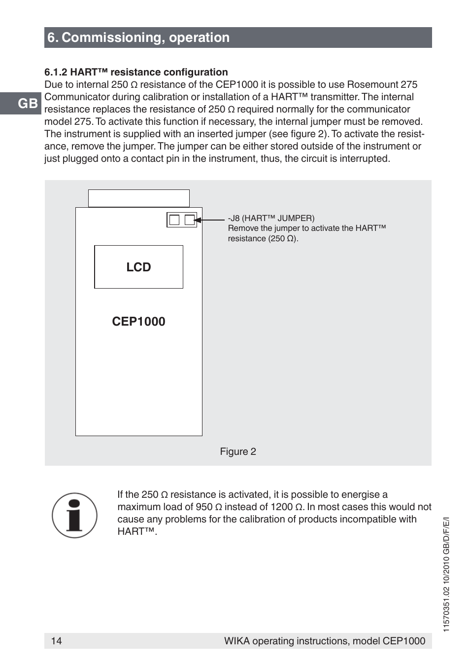 Gb 6. commissioning, operation, Cep1000 lcd | WIKA CEP1000 User Manual | Page 14 / 112