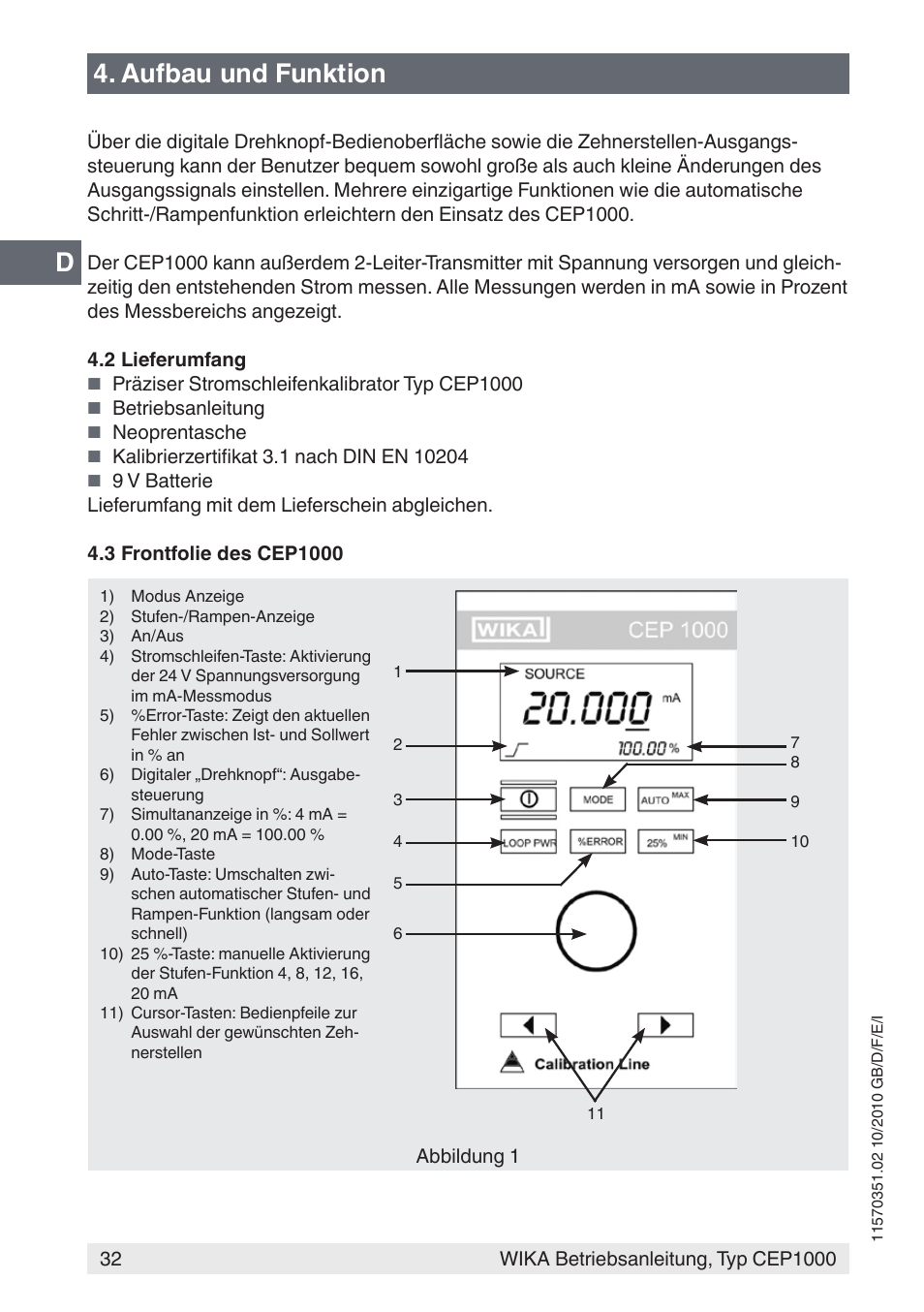 Aufbau und funktion | WIKA CEP1000 User Manual | Page 32 / 112