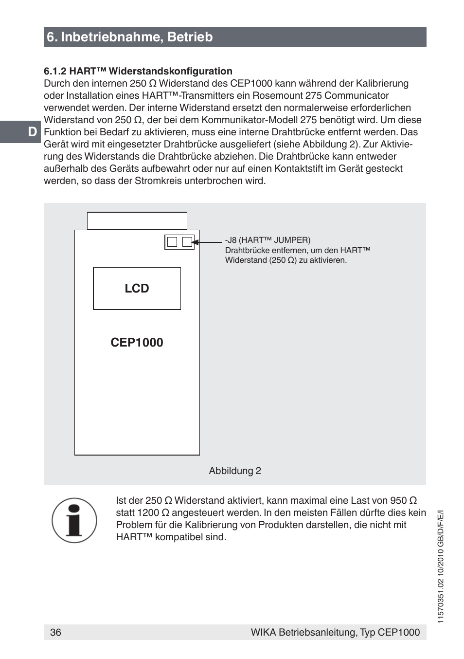 Inbetriebnahme, betrieb, Cep1000 lcd | WIKA CEP1000 User Manual | Page 36 / 112