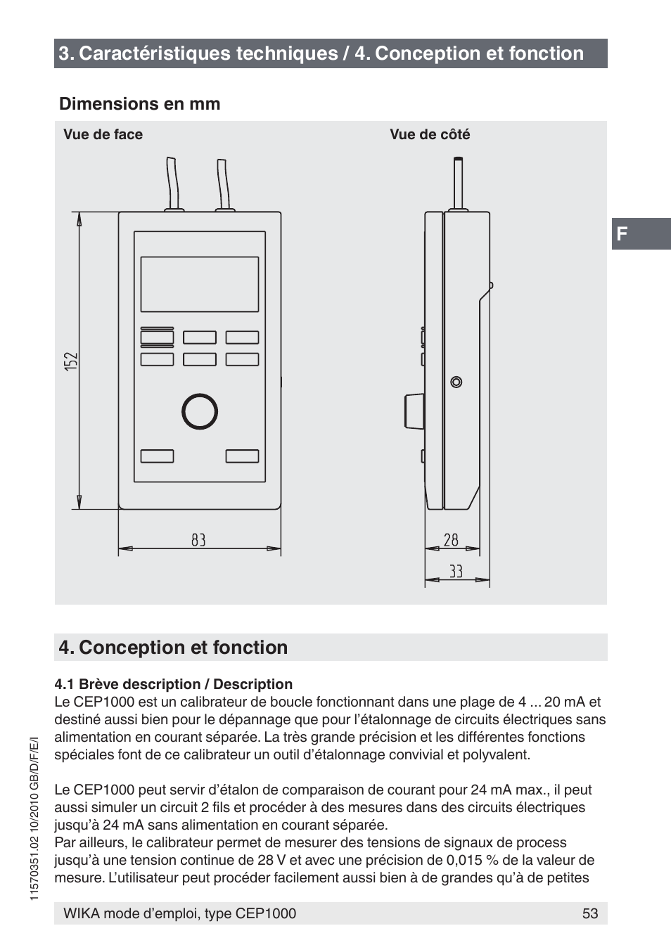 Conception et fonction | WIKA CEP1000 User Manual | Page 53 / 112