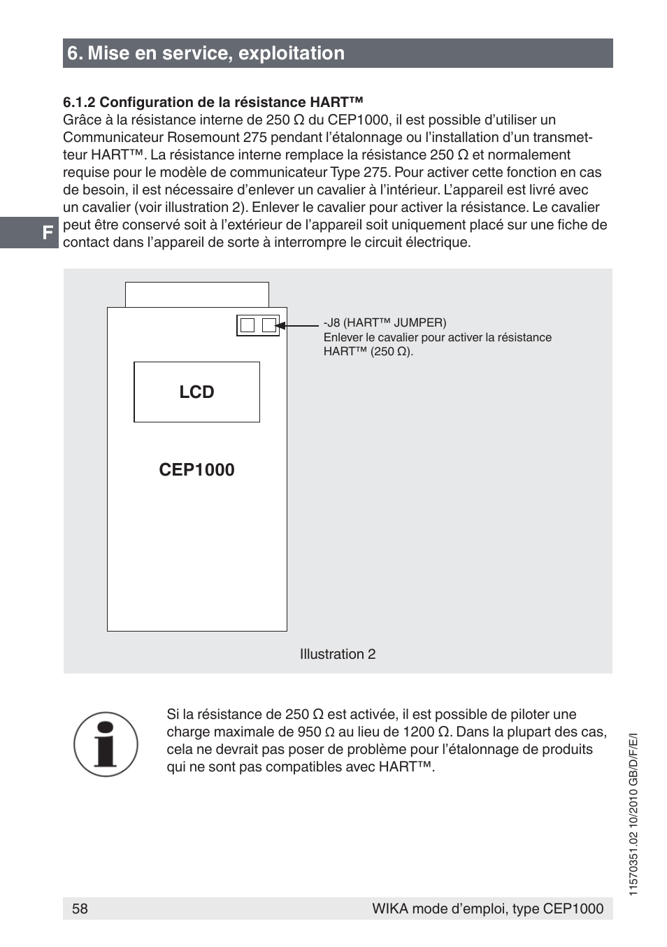 Mise en service, exploitation, Cep1000 lcd | WIKA CEP1000 User Manual | Page 58 / 112