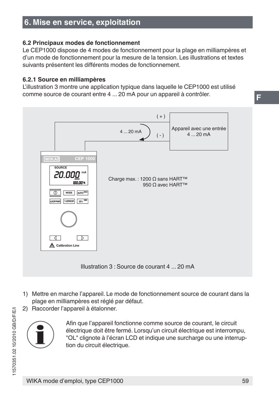 Mise en service, exploitation, Illustration 3 : source de courant 4 ma | WIKA CEP1000 User Manual | Page 59 / 112