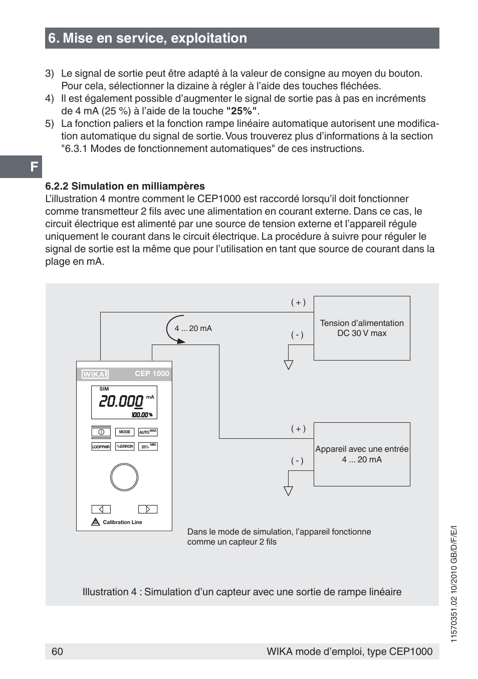 Mise en service, exploitation | WIKA CEP1000 User Manual | Page 60 / 112