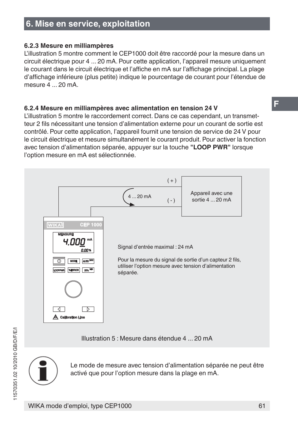 Mise en service, exploitation | WIKA CEP1000 User Manual | Page 61 / 112