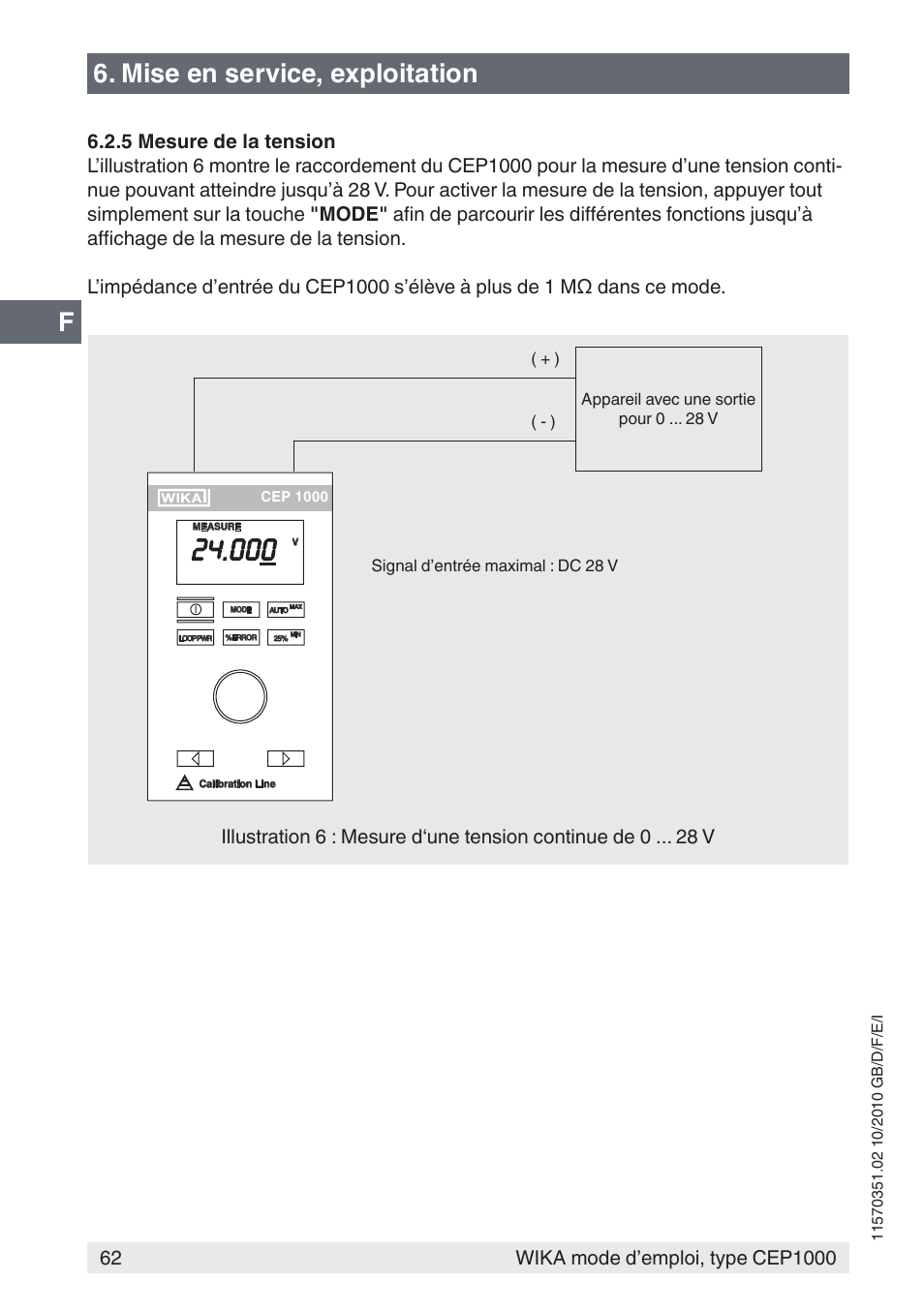 Mise en service, exploitation | WIKA CEP1000 User Manual | Page 62 / 112