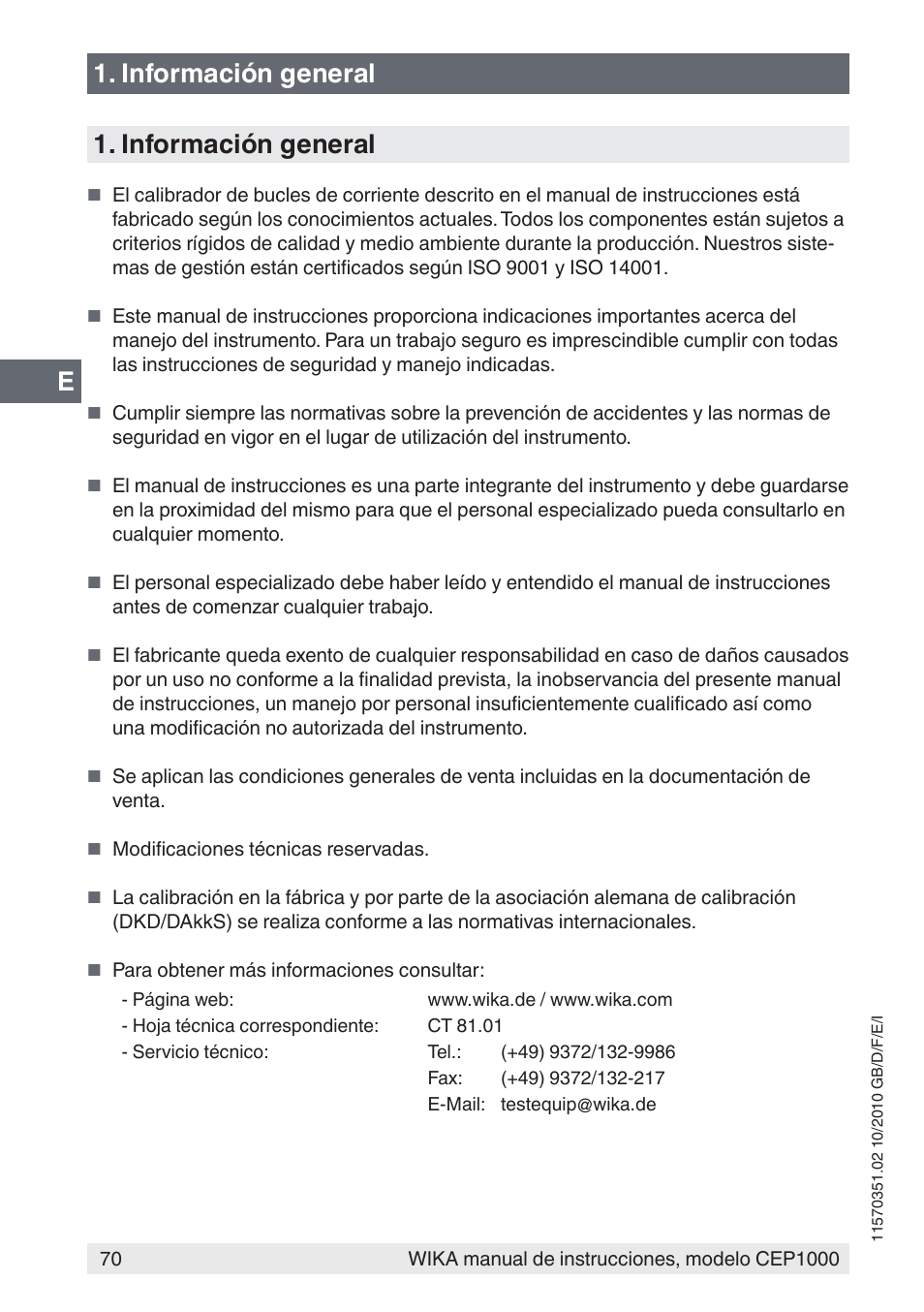 Información general | WIKA CEP1000 User Manual | Page 70 / 112