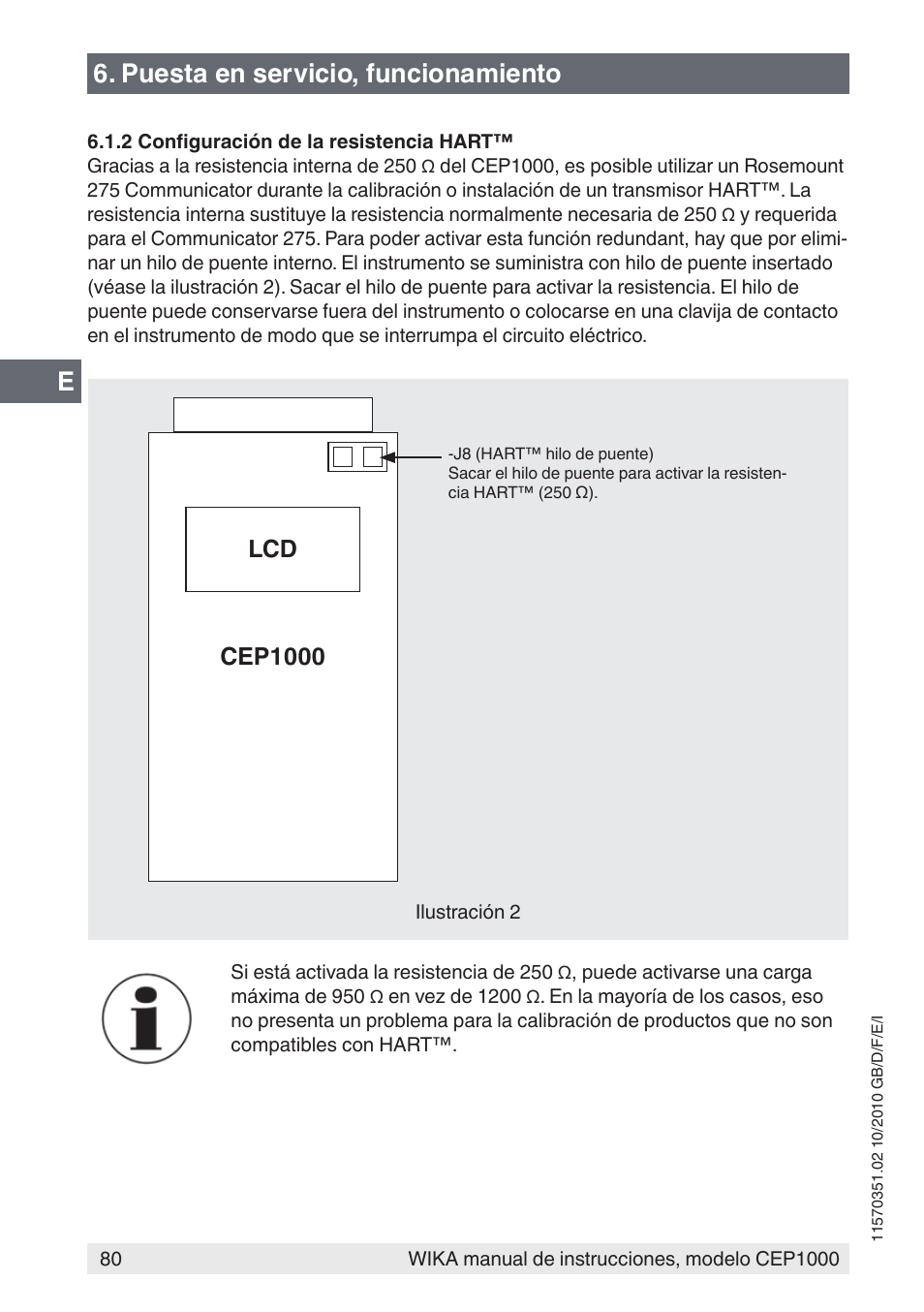Puesta en servicio, funcionamiento, Cep1000 lcd | WIKA CEP1000 User Manual | Page 80 / 112