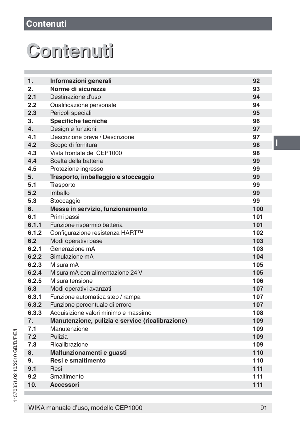 Contenuti, Icontenuti | WIKA CEP1000 User Manual | Page 91 / 112