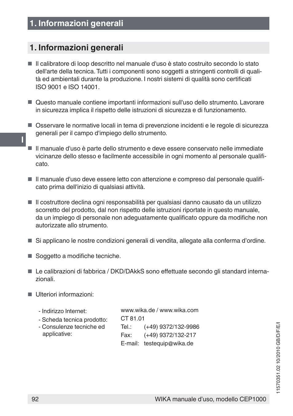 I1. informazioni generali 1. informazioni generali | WIKA CEP1000 User Manual | Page 92 / 112