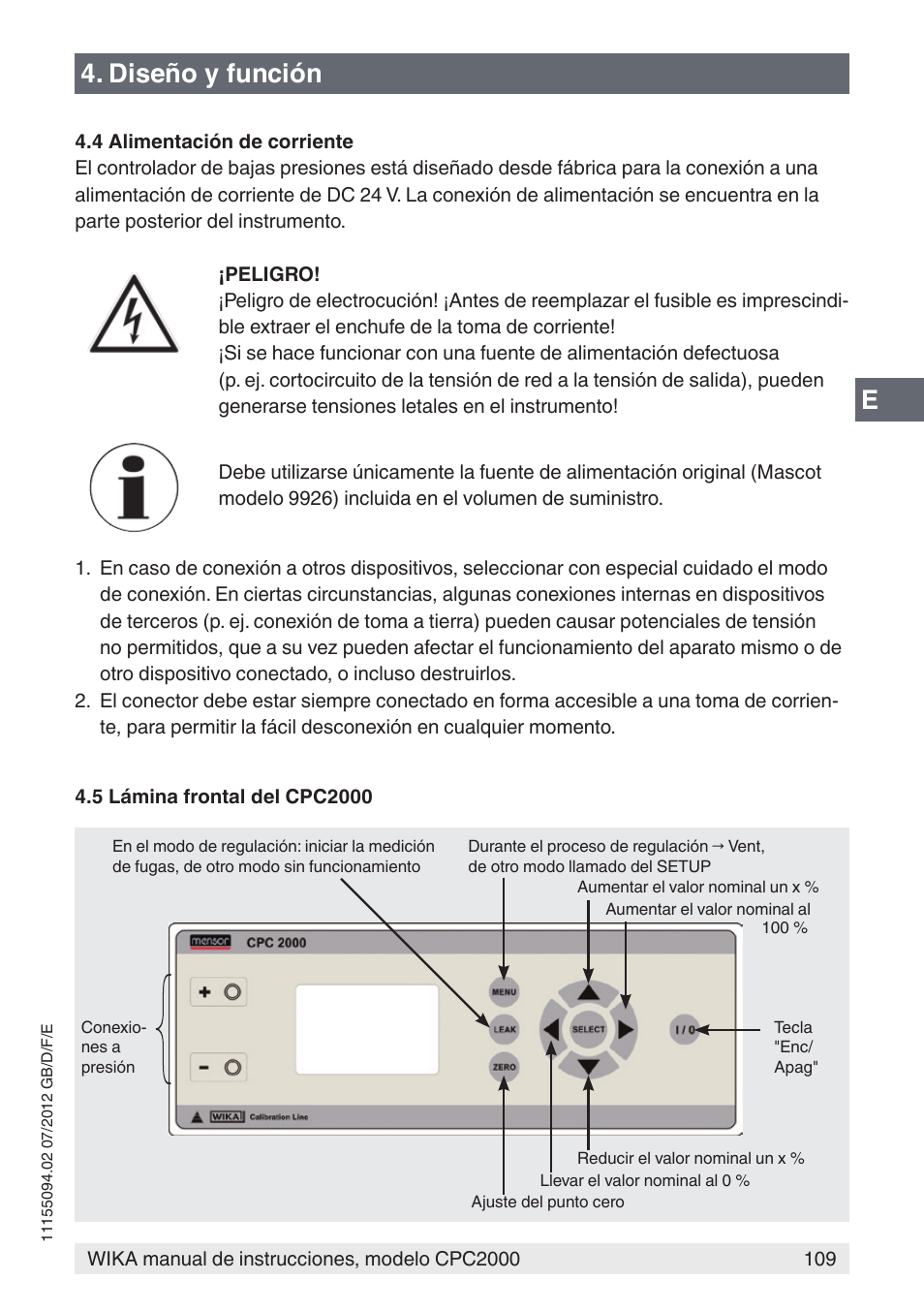 E4. diseño y función | WIKA CPC2000 User Manual | Page 109 / 132