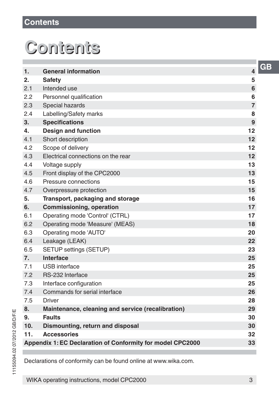 WIKA CPC2000 User Manual | Page 3 / 132