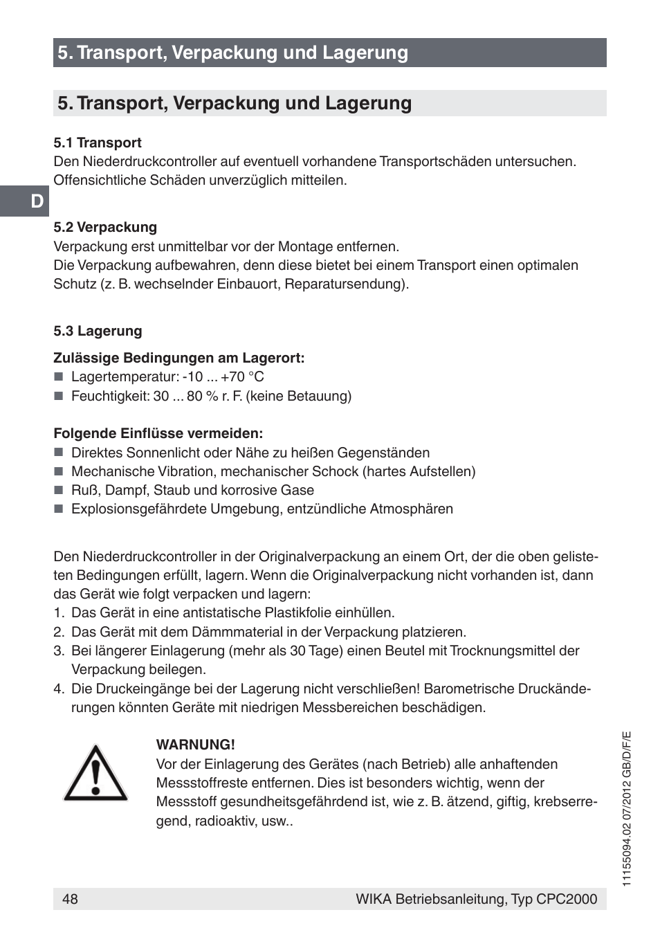 WIKA CPC2000 User Manual | Page 48 / 132