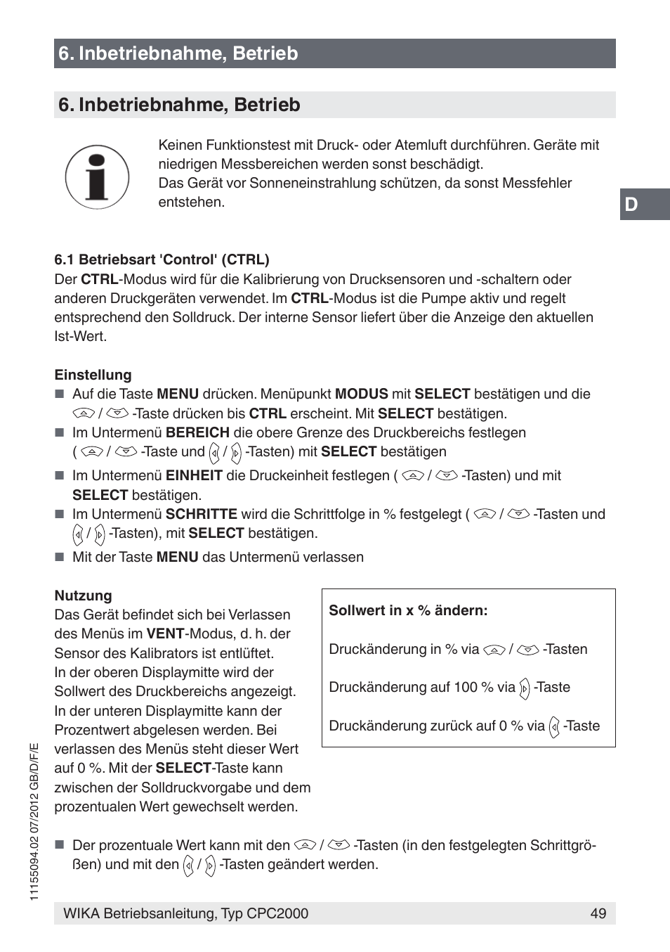 WIKA CPC2000 User Manual | Page 49 / 132