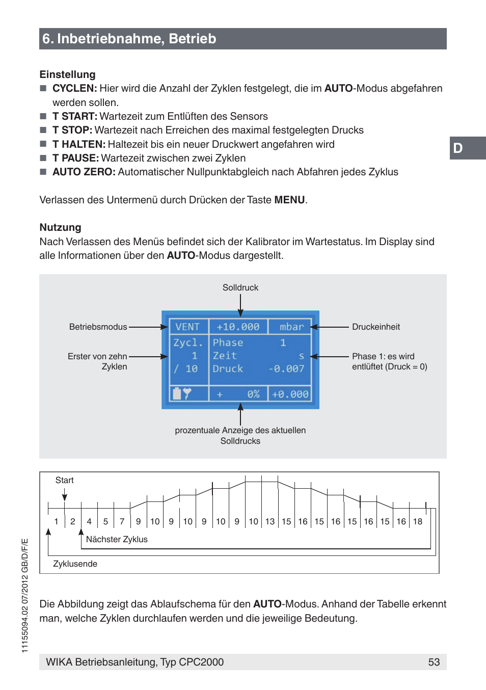 D6. inbetriebnahme, betrieb | WIKA CPC2000 User Manual | Page 53 / 132
