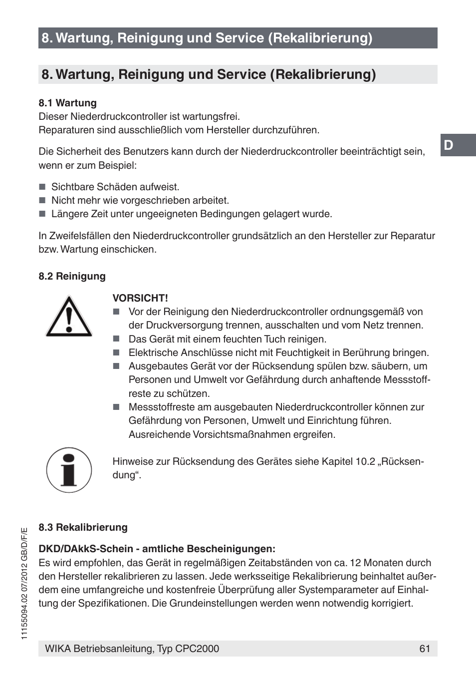 WIKA CPC2000 User Manual | Page 61 / 132
