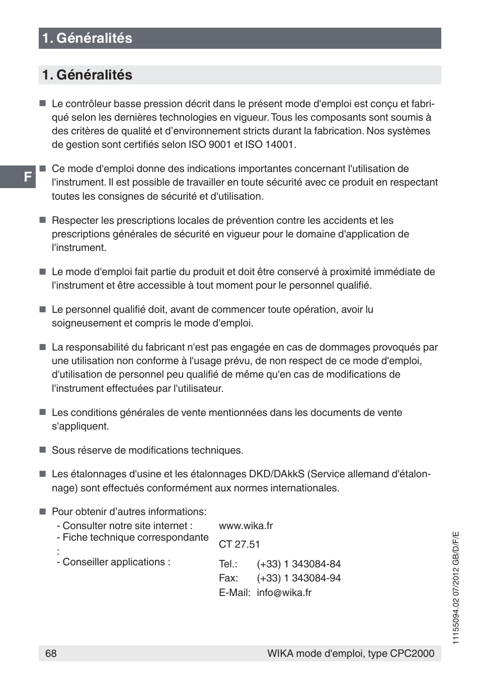 F1. généralités 1. généralités | WIKA CPC2000 User Manual | Page 68 / 132