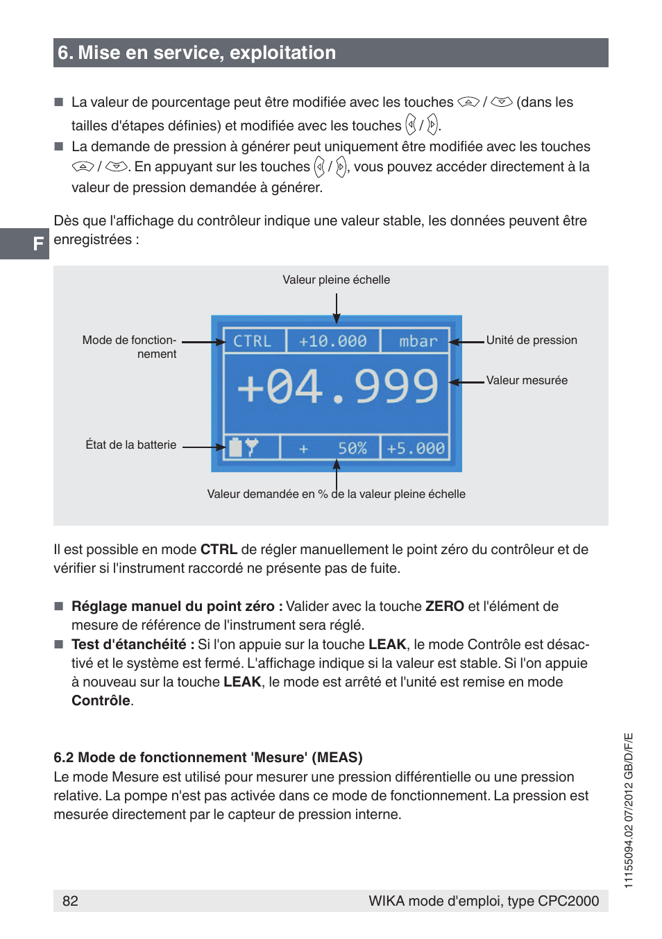 Mise en service, exploitation | WIKA CPC2000 User Manual | Page 82 / 132
