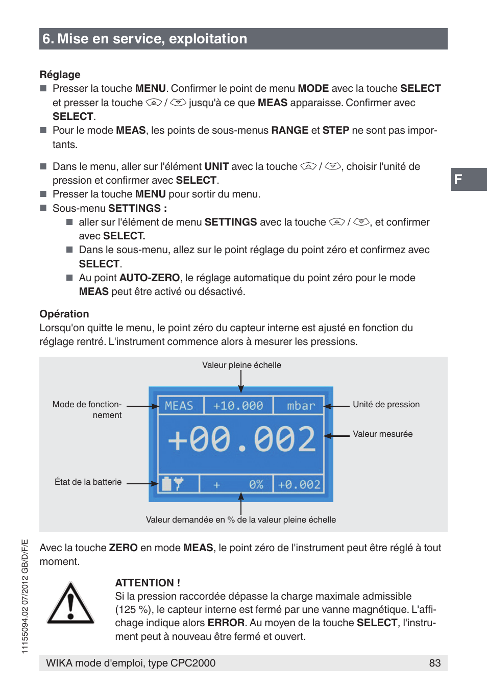 Mise en service, exploitation | WIKA CPC2000 User Manual | Page 83 / 132