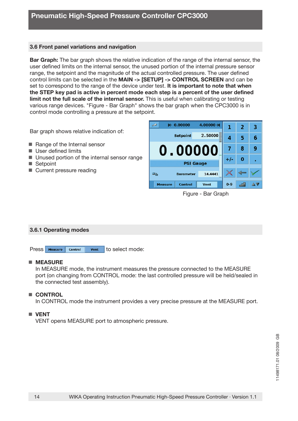 Pneumatic high-speed pressure controller cpc3000 | WIKA CPC3000 User Manual | Page 14 / 68