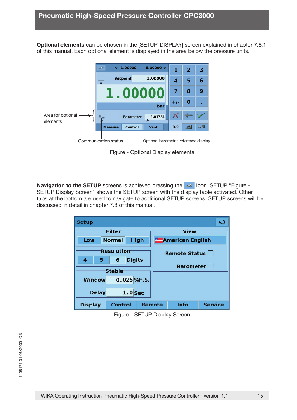 Pneumatic high-speed pressure controller cpc3000 | WIKA CPC3000 User Manual | Page 15 / 68
