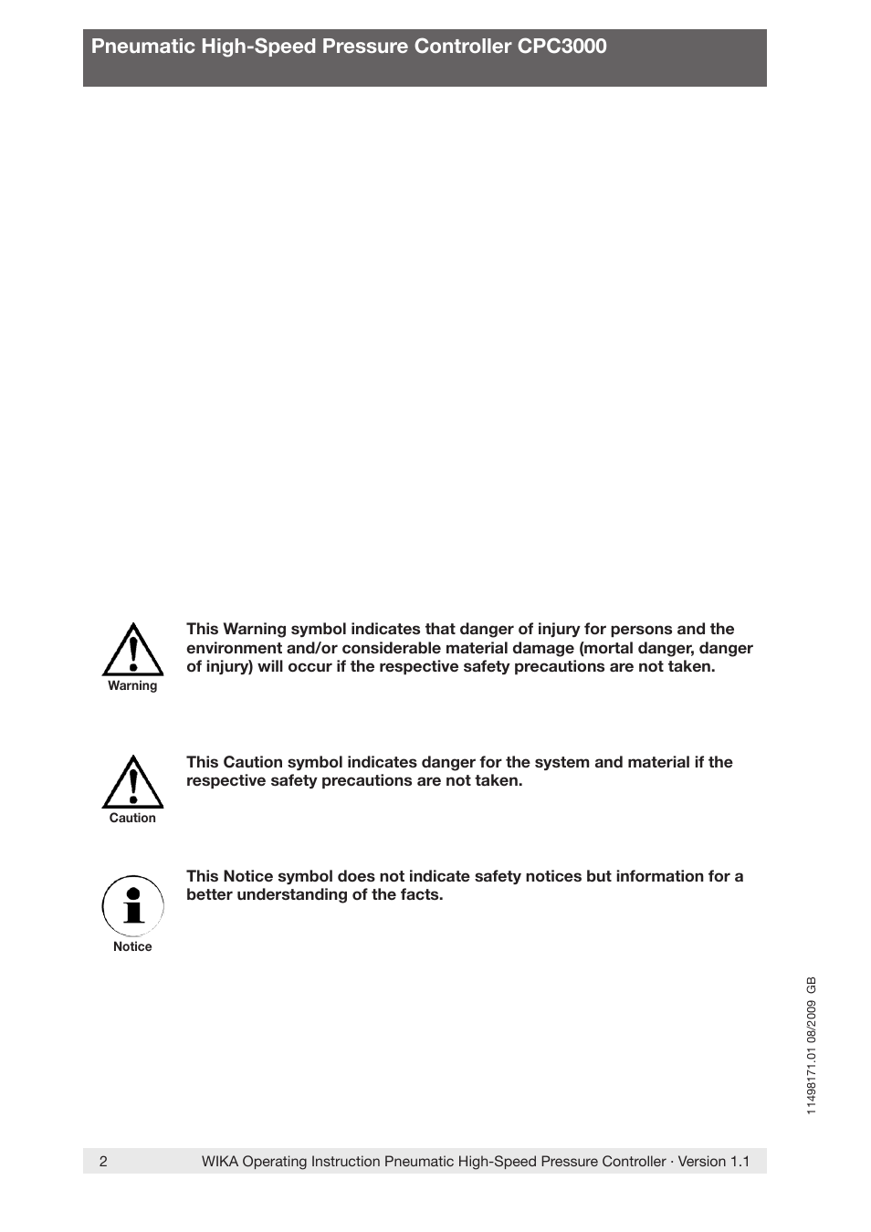 Pneumatic high-speed pressure controller cpc3000 | WIKA CPC3000 User Manual | Page 2 / 68