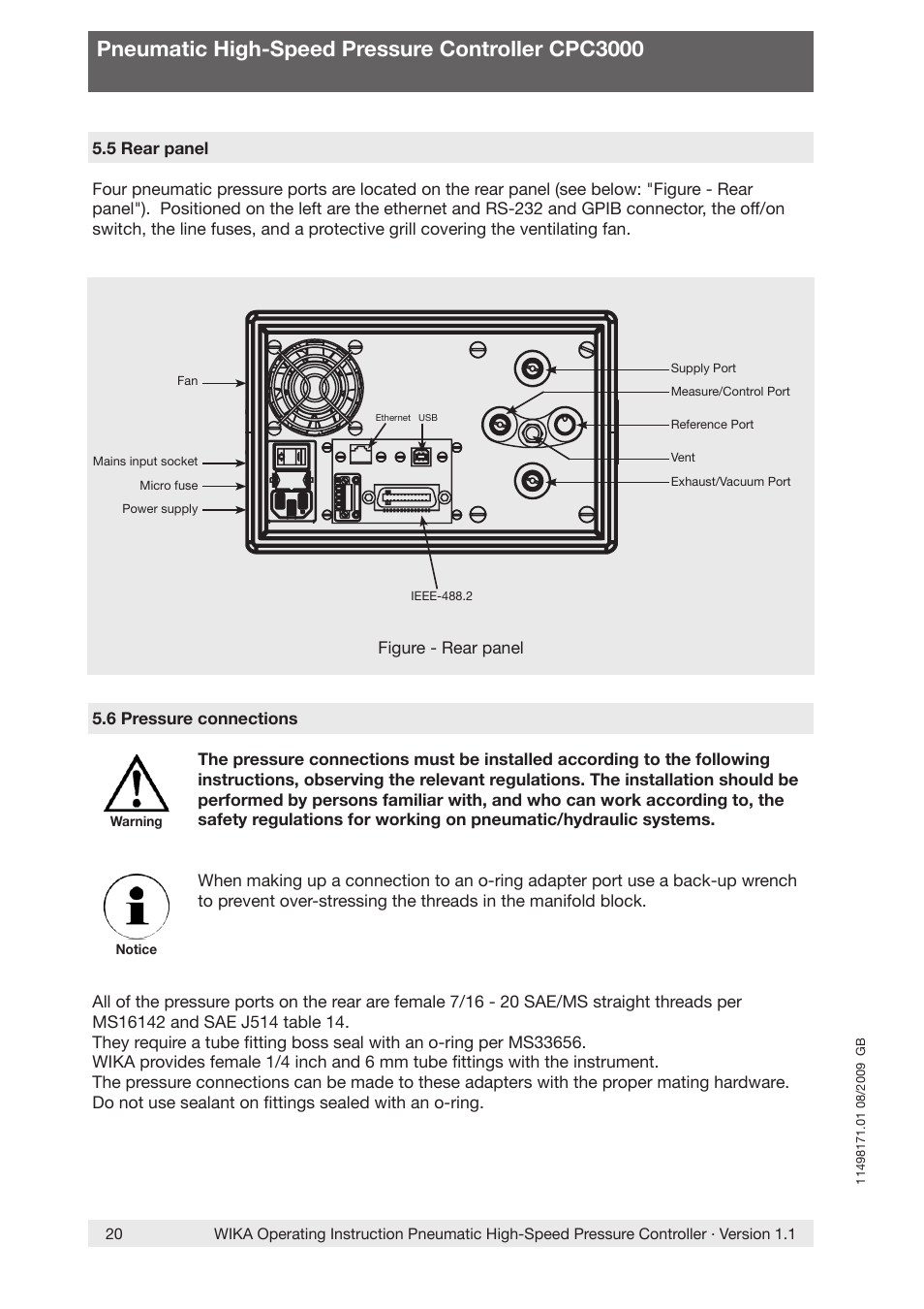 Pneumatic high-speed pressure controller cpc3000 | WIKA CPC3000 User Manual | Page 20 / 68