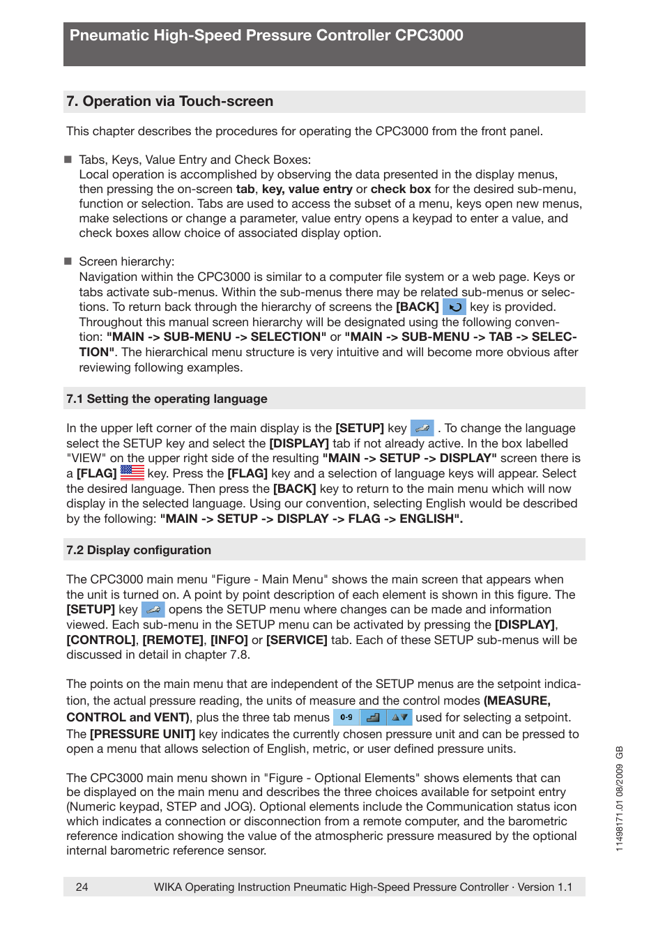 Pneumatic high-speed pressure controller cpc3000 | WIKA CPC3000 User Manual | Page 24 / 68