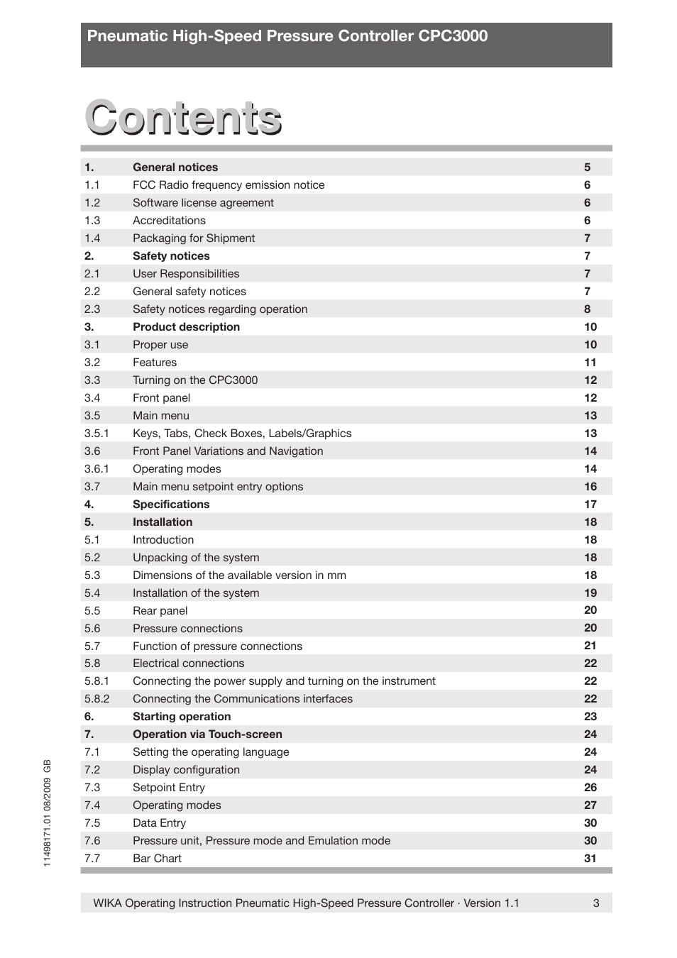 WIKA CPC3000 User Manual | Page 3 / 68