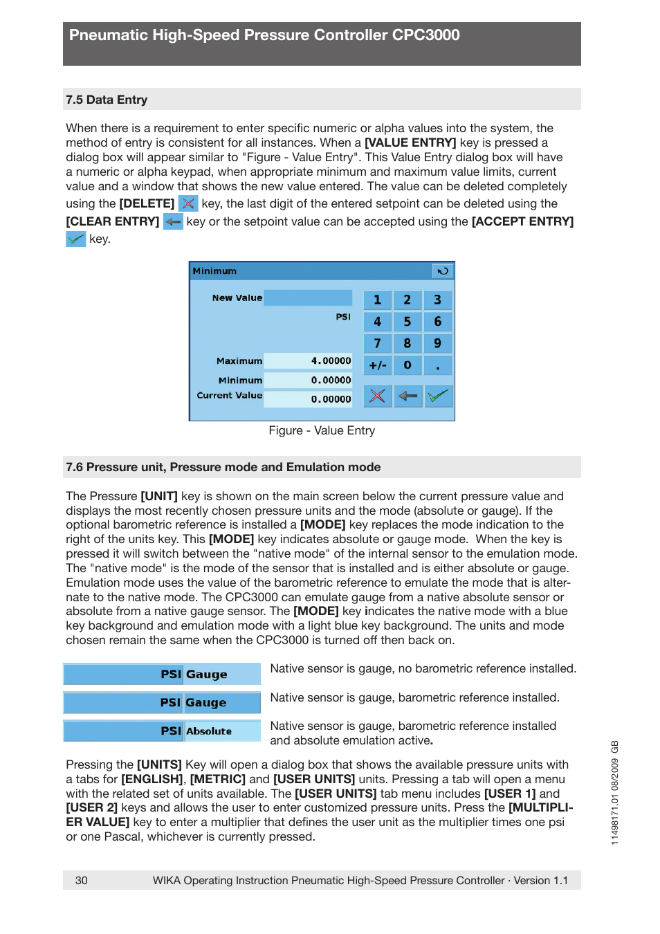 Pneumatic high-speed pressure controller cpc3000 | WIKA CPC3000 User Manual | Page 30 / 68