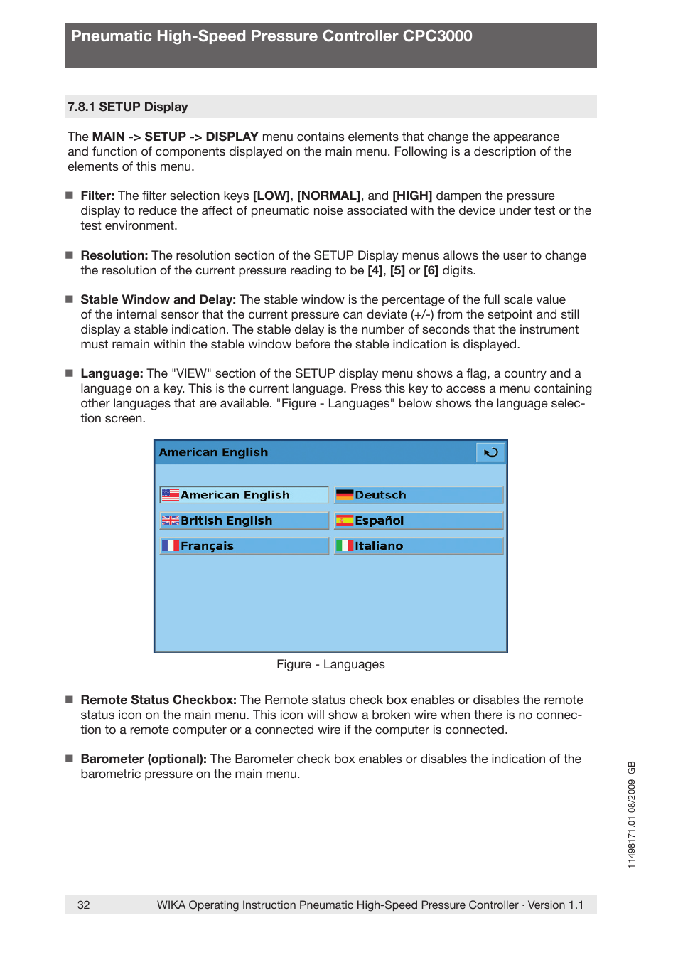 Pneumatic high-speed pressure controller cpc3000 | WIKA CPC3000 User Manual | Page 32 / 68