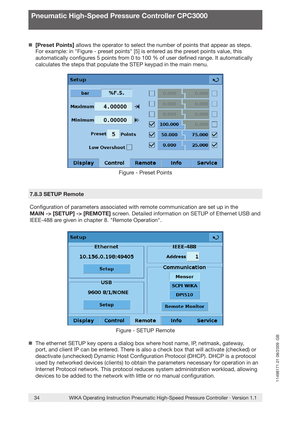 Pneumatic high-speed pressure controller cpc3000 | WIKA CPC3000 User Manual | Page 34 / 68