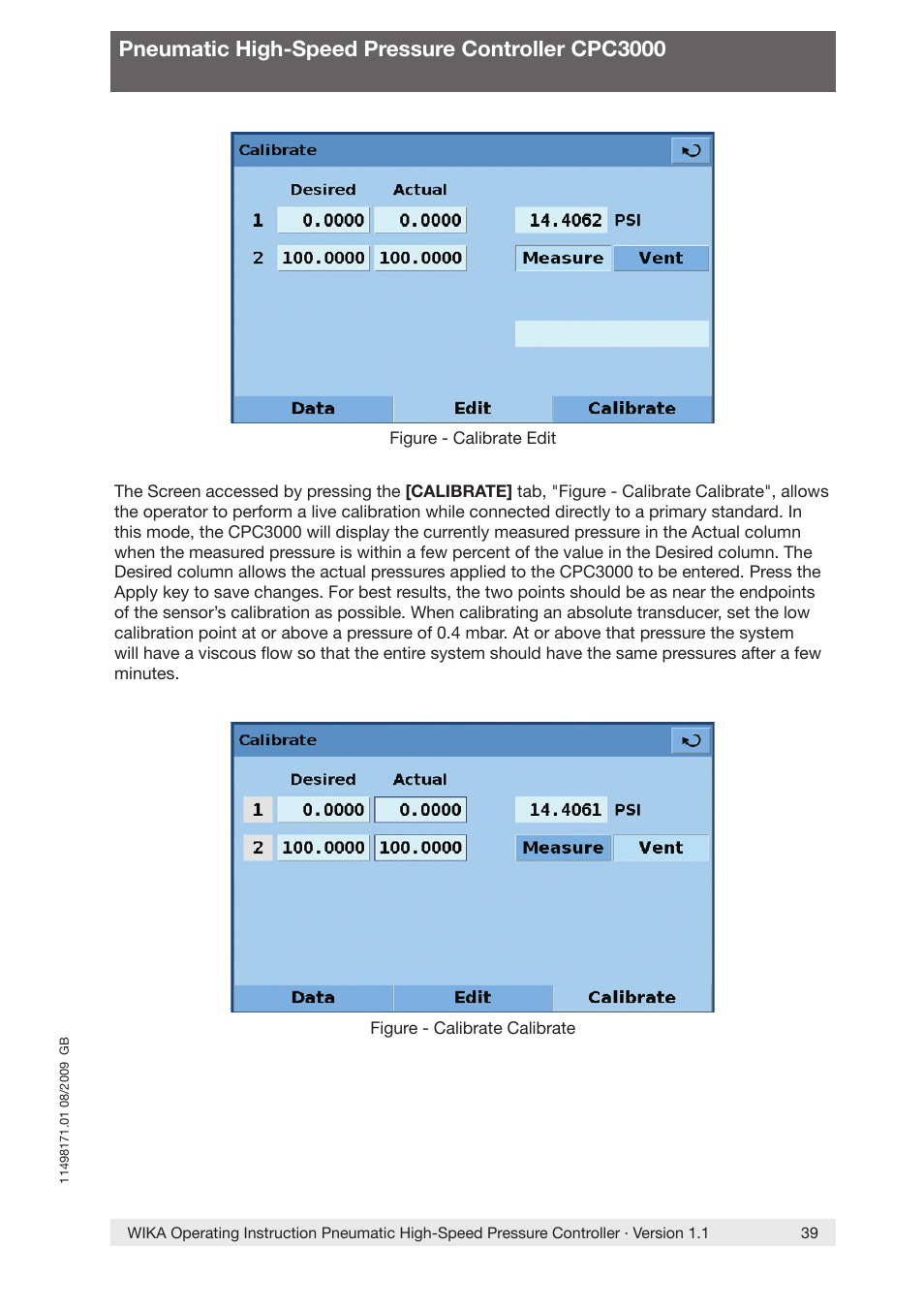 Pneumatic high-speed pressure controller cpc3000 | WIKA CPC3000 User Manual | Page 39 / 68