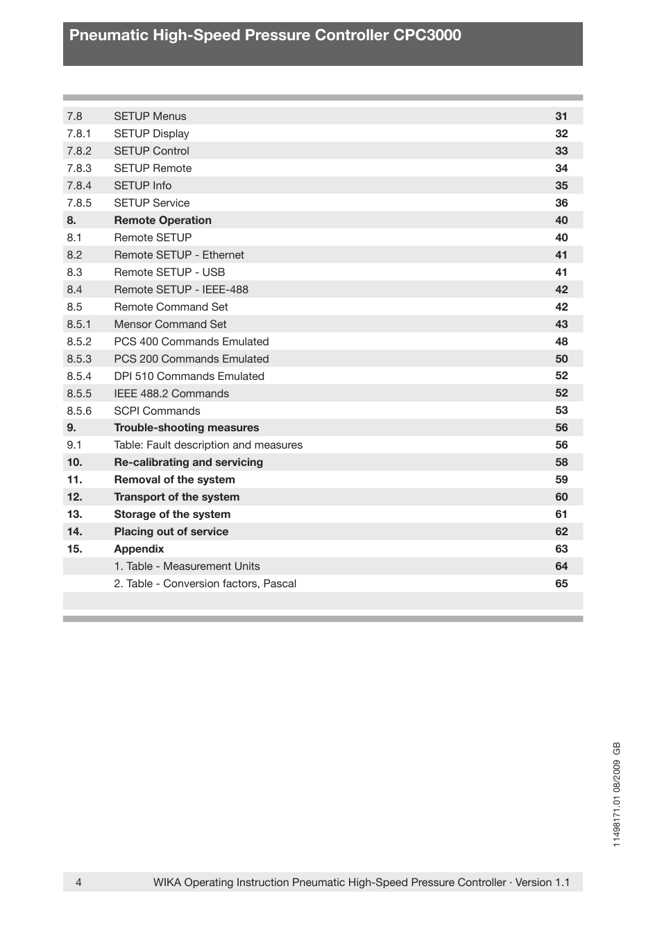 Pneumatic high-speed pressure controller cpc3000 | WIKA CPC3000 User Manual | Page 4 / 68