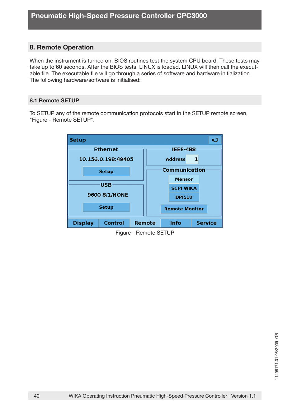 Pneumatic high-speed pressure controller cpc3000 | WIKA CPC3000 User Manual | Page 40 / 68