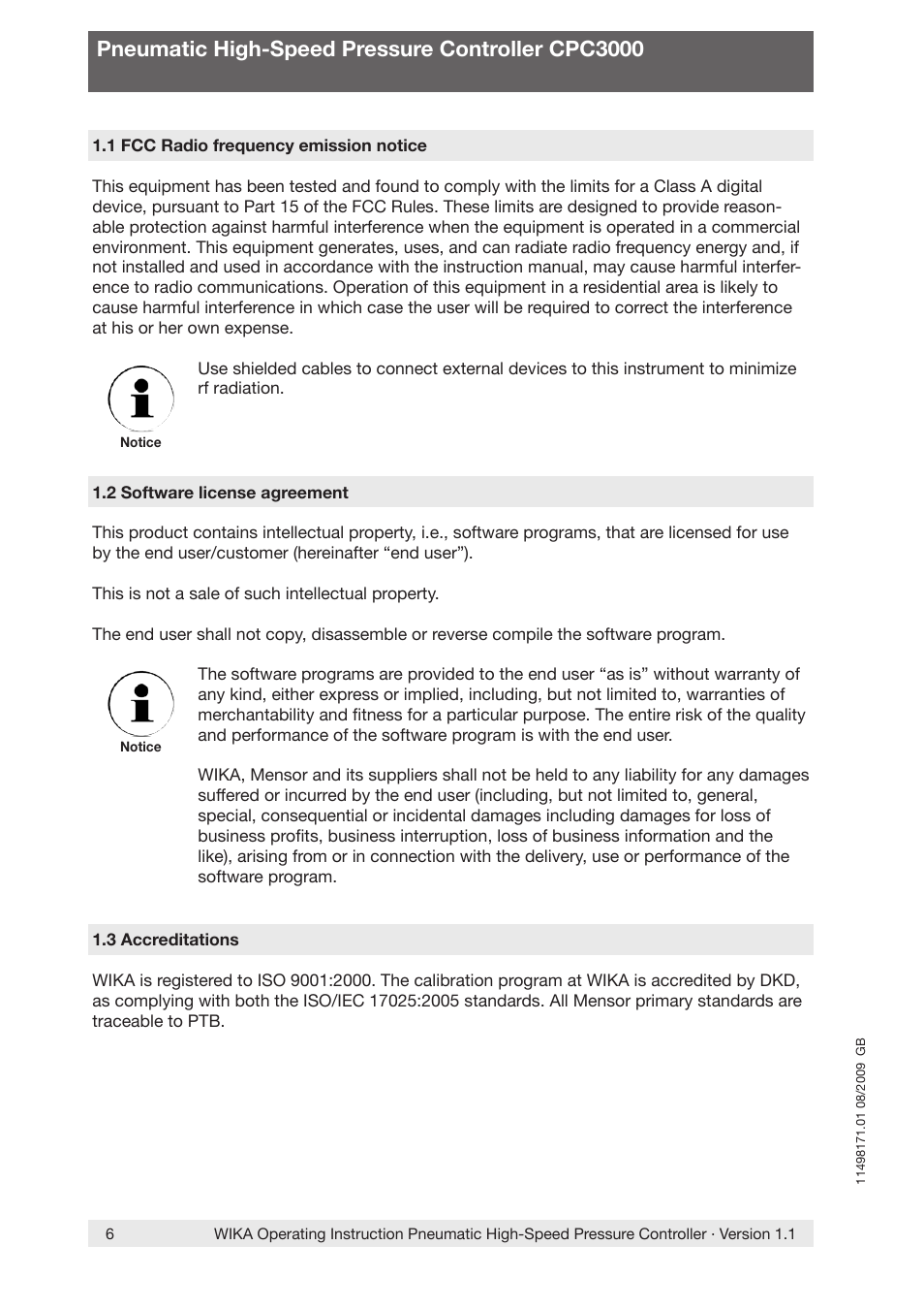 Pneumatic high-speed pressure controller cpc3000 | WIKA CPC3000 User Manual | Page 6 / 68