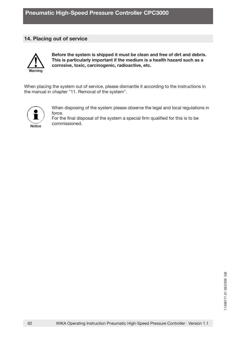 Pneumatic high-speed pressure controller cpc3000 | WIKA CPC3000 User Manual | Page 62 / 68