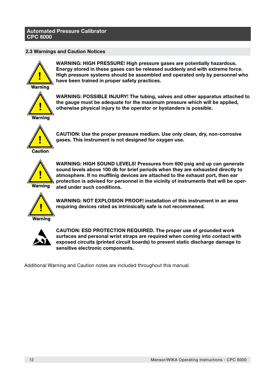 WIKA CPC6000 User Manual | Page 12 / 104