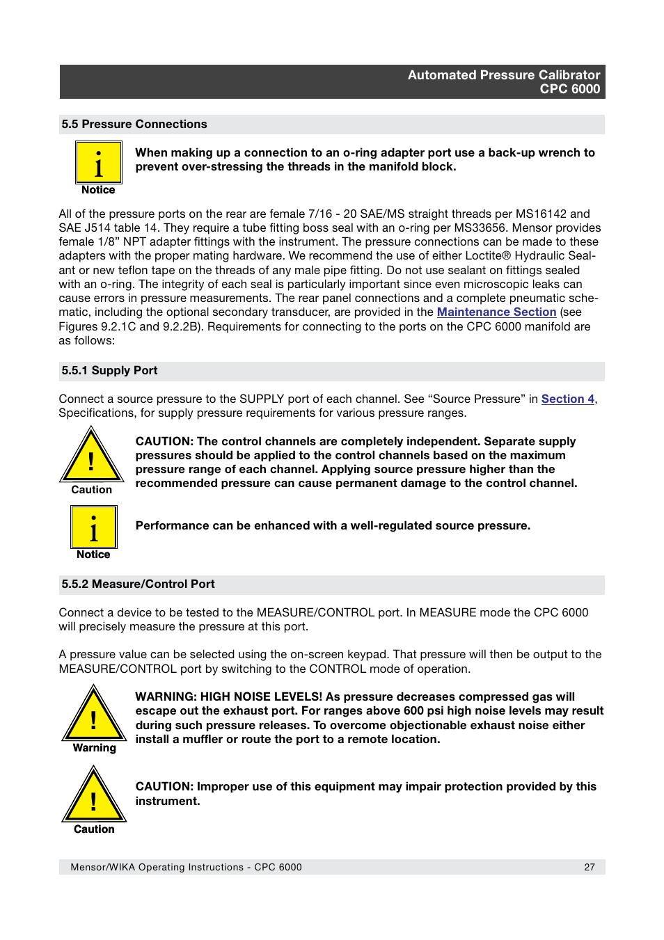 WIKA CPC6000 User Manual | Page 27 / 104