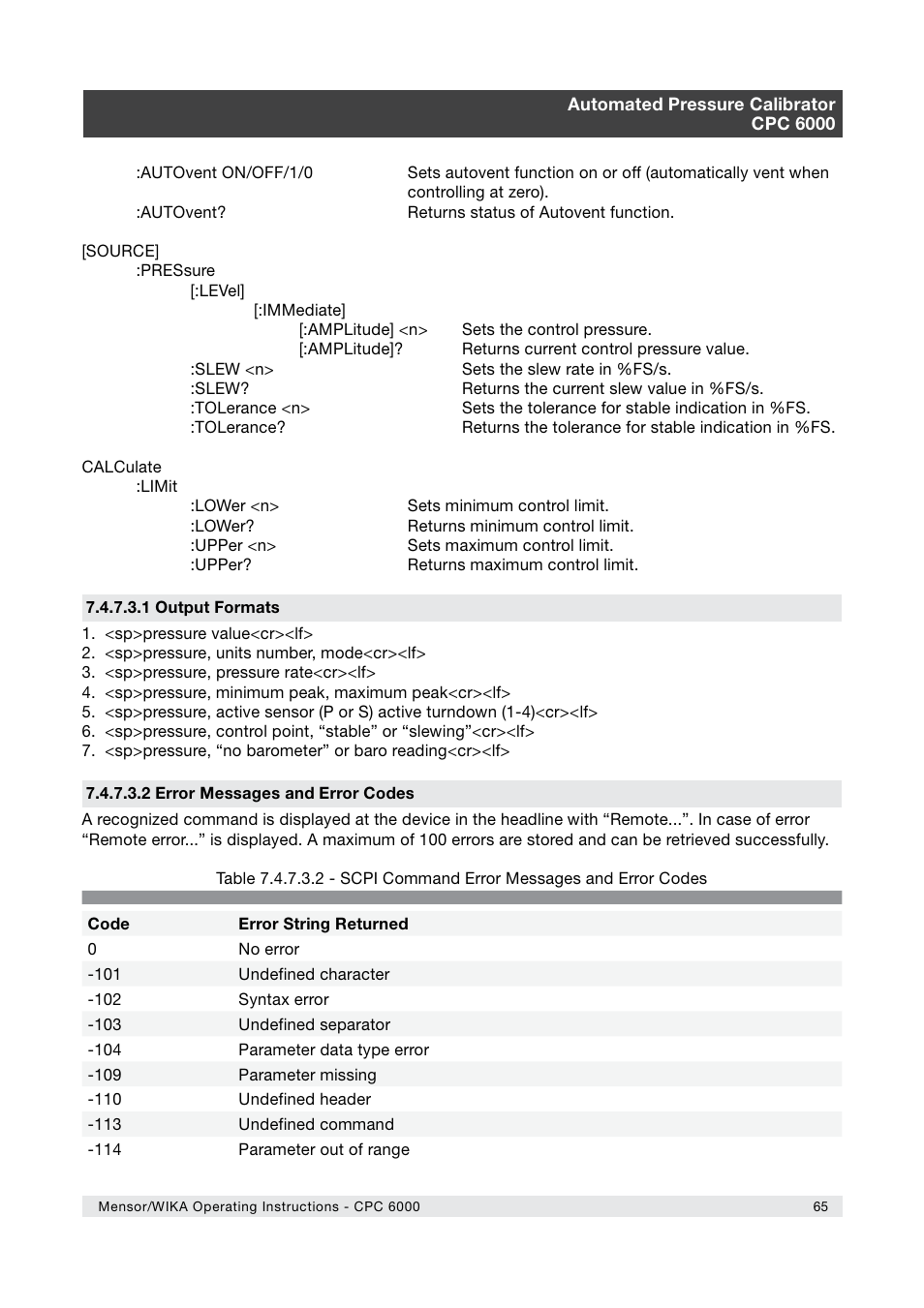 WIKA CPC6000 User Manual | Page 65 / 104