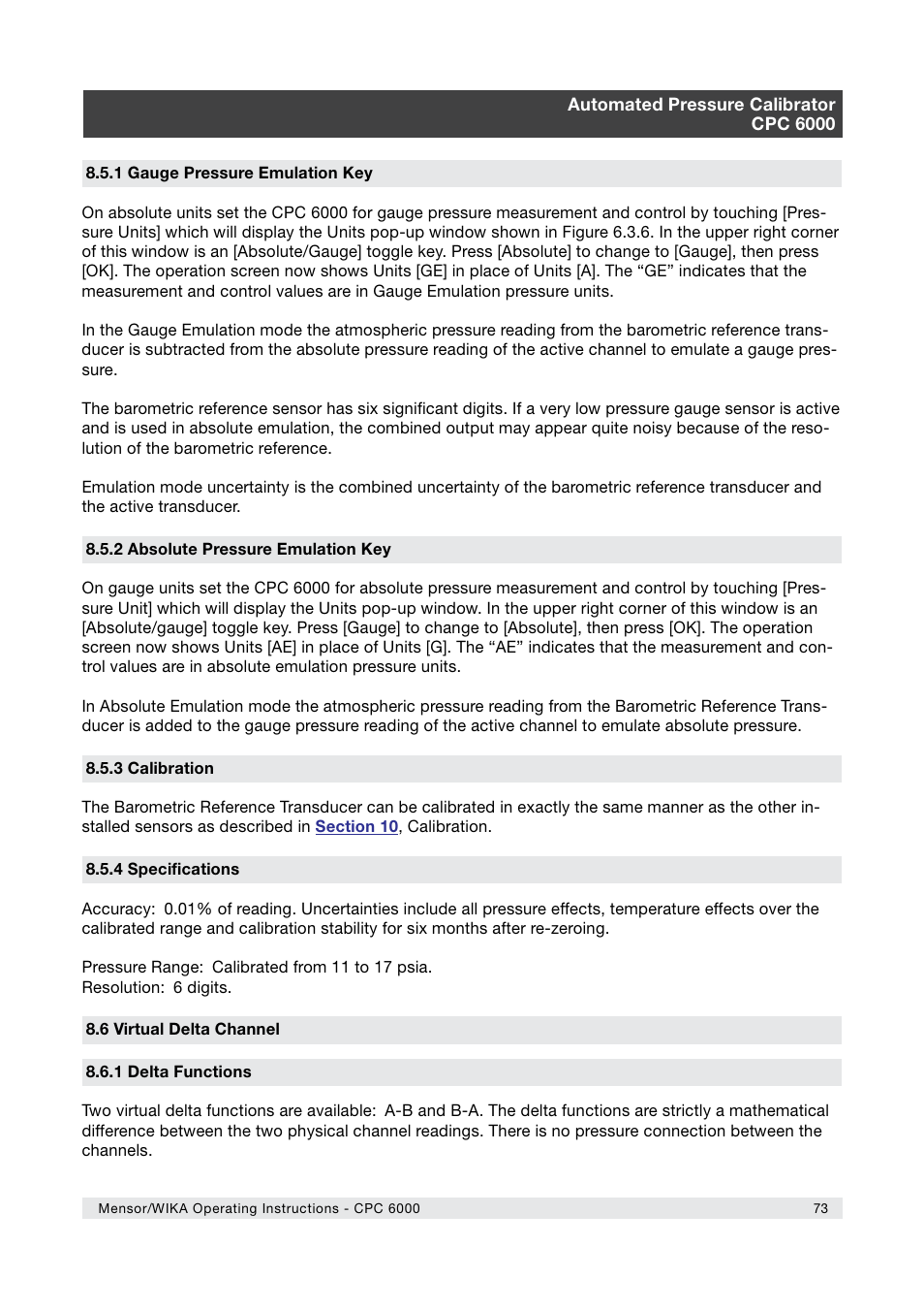 WIKA CPC6000 User Manual | Page 73 / 104
