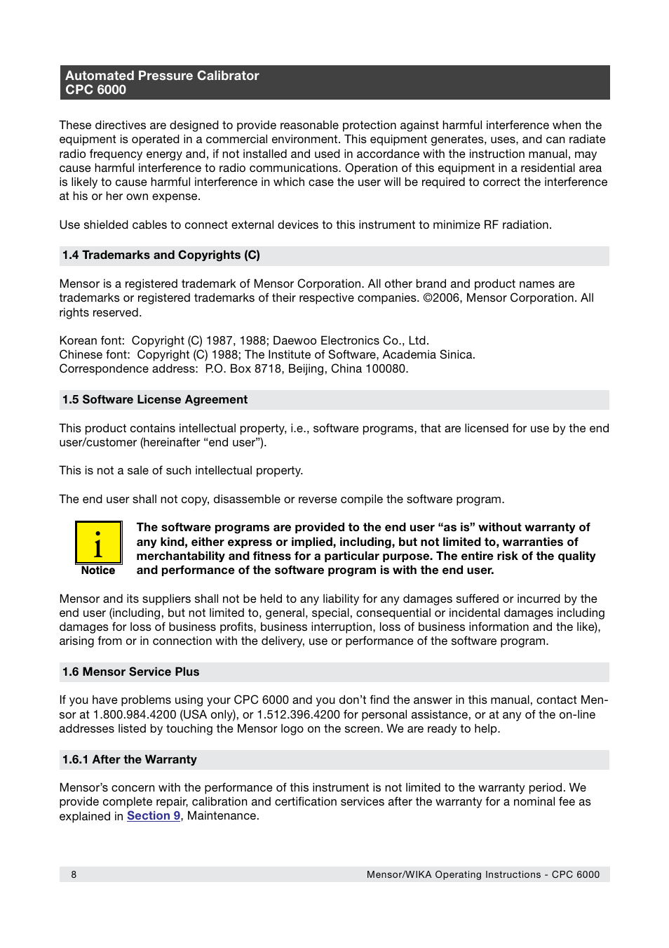WIKA CPC6000 User Manual | Page 8 / 104