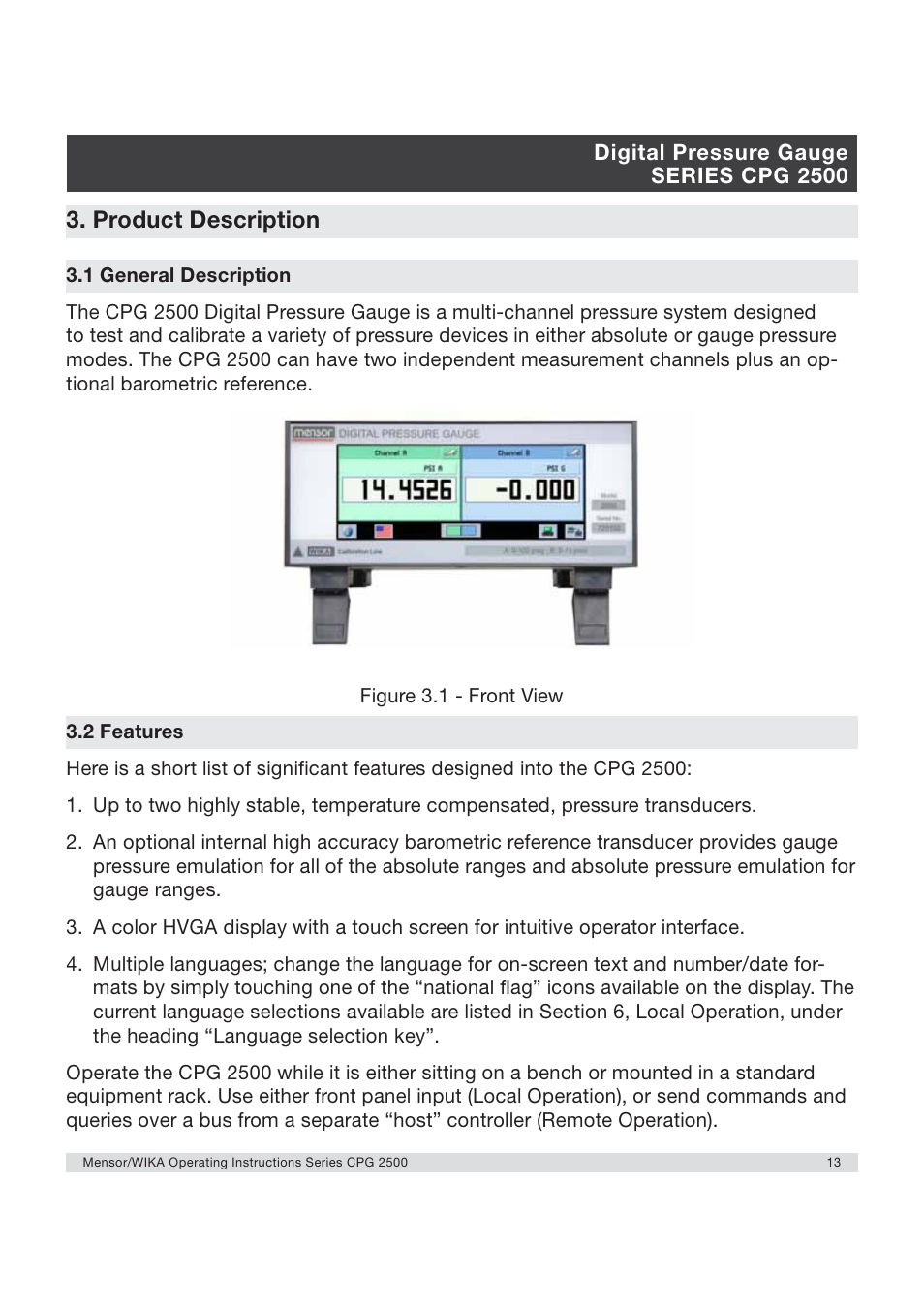 Product description | WIKA CPG2500 User Manual | Page 13 / 88