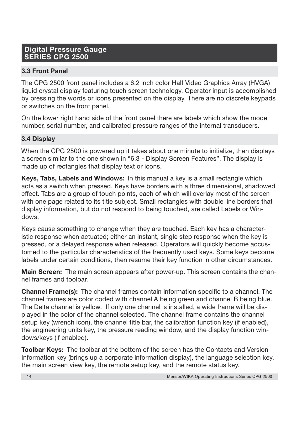 WIKA CPG2500 User Manual | Page 14 / 88