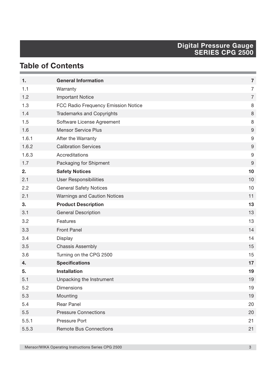 WIKA CPG2500 User Manual | Page 3 / 88