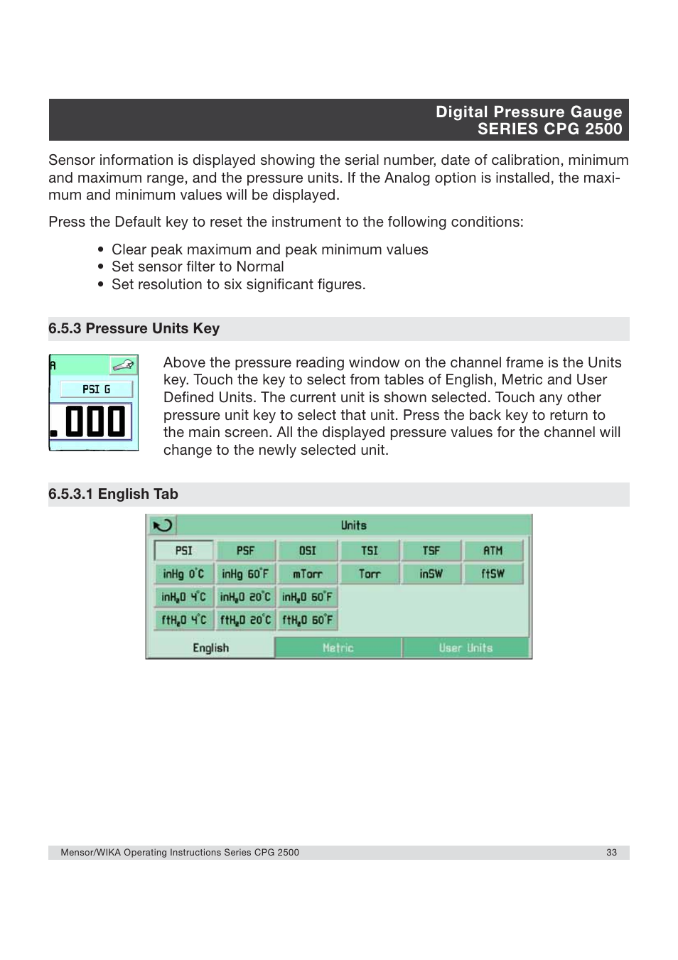 WIKA CPG2500 User Manual | Page 33 / 88