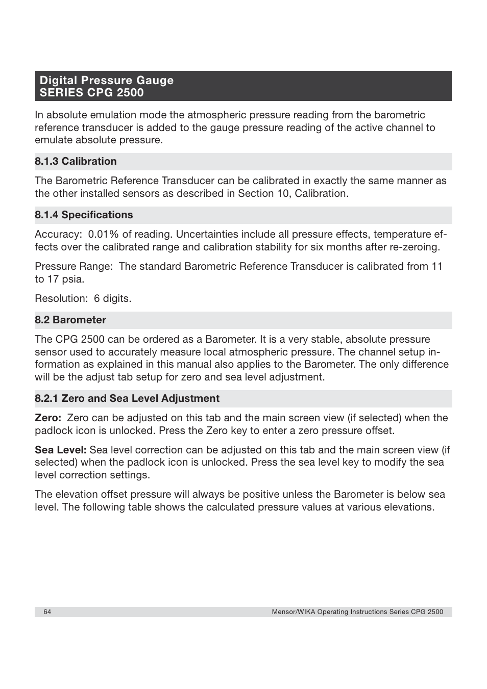 WIKA CPG2500 User Manual | Page 64 / 88