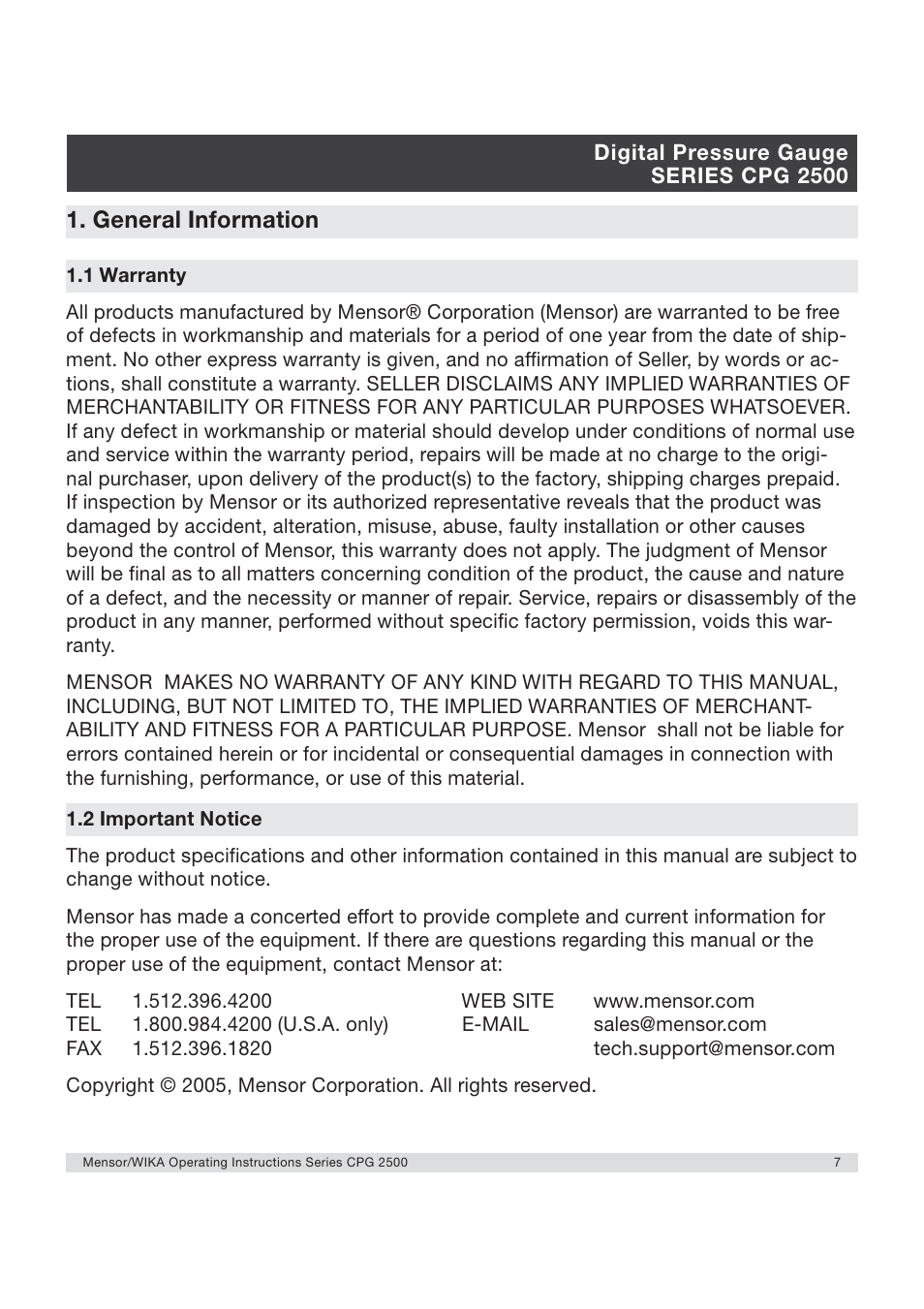 General information | WIKA CPG2500 User Manual | Page 7 / 88