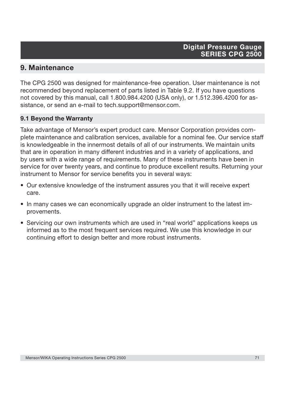 Maintenance | WIKA CPG2500 User Manual | Page 71 / 88